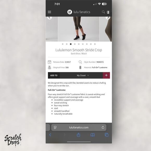 Lululemon Smooth Stride Crop Leggings Dark Olive Size 2 Yoga Running Pants - Picture 2 of 7